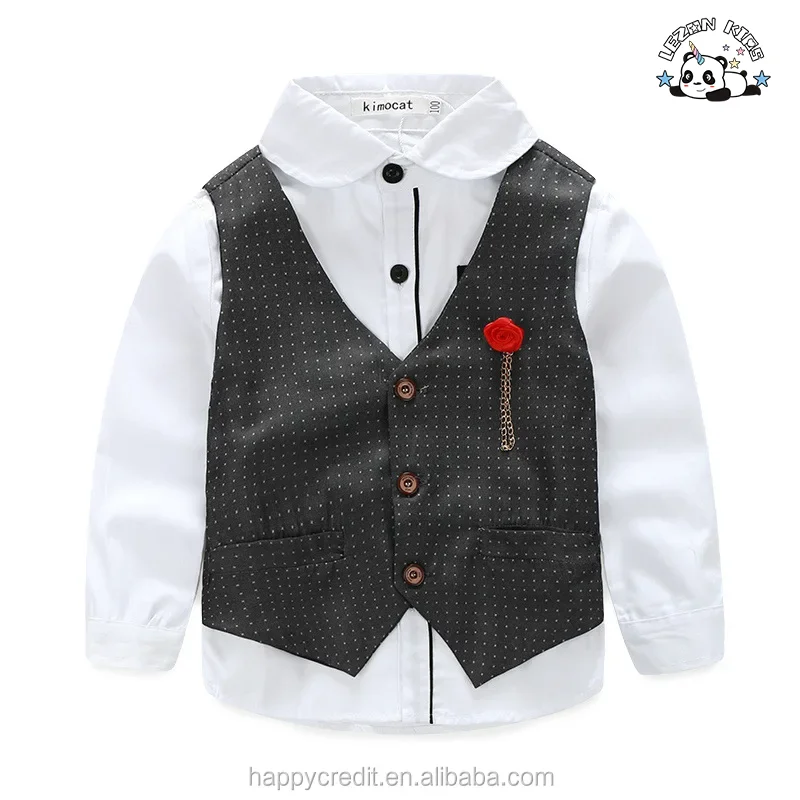 LEZONKIDS - Conjunto de blazer azul para crianças, camisa, calça, colete, conjunto de 3 peças para bebês meninos para uso em festas
